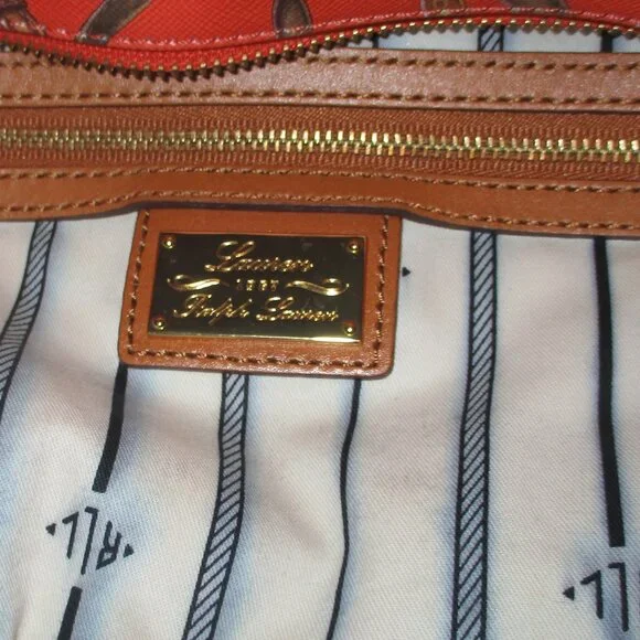 Ralph Lauren orange print  Equestrian classic tote - Picture 12 of 13